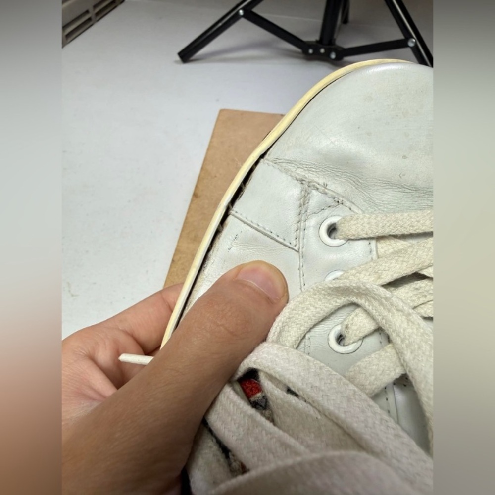 Mens Gucci Ace Embroidered Low Top Sneaker White Leather Snake Size 8 Used - Picture 10 of 16